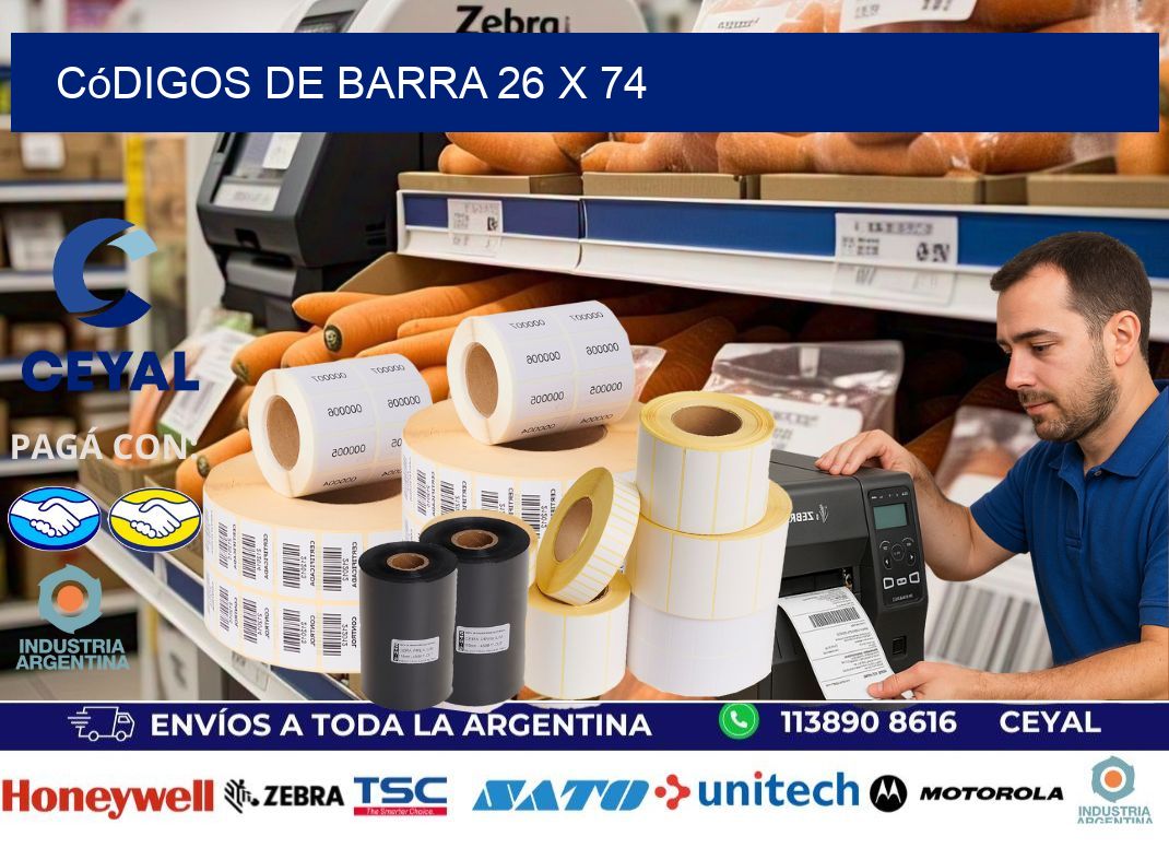 códigos de barra 26 x 74