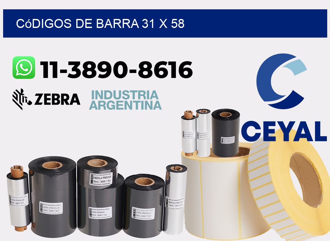 códigos de barra 31 x 58