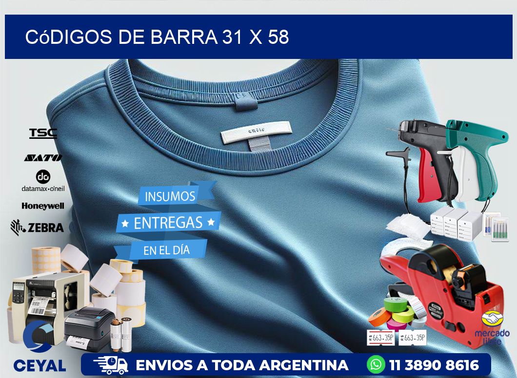 códigos de barra 31 x 58