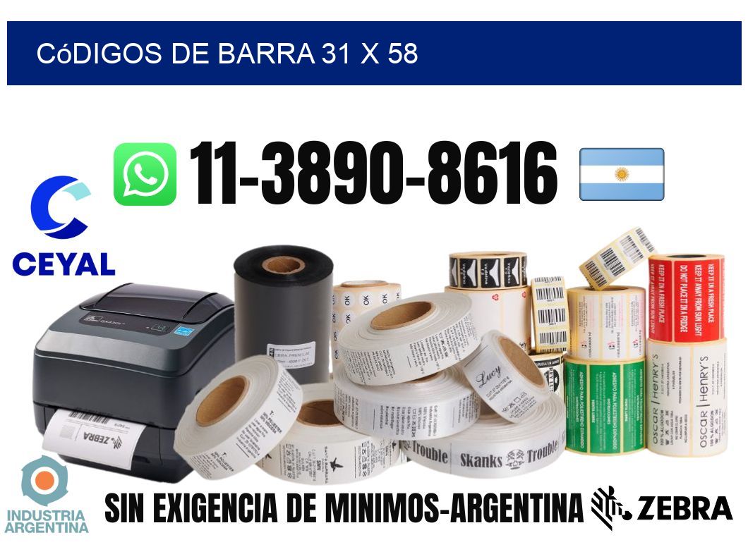 códigos de barra 31 x 58