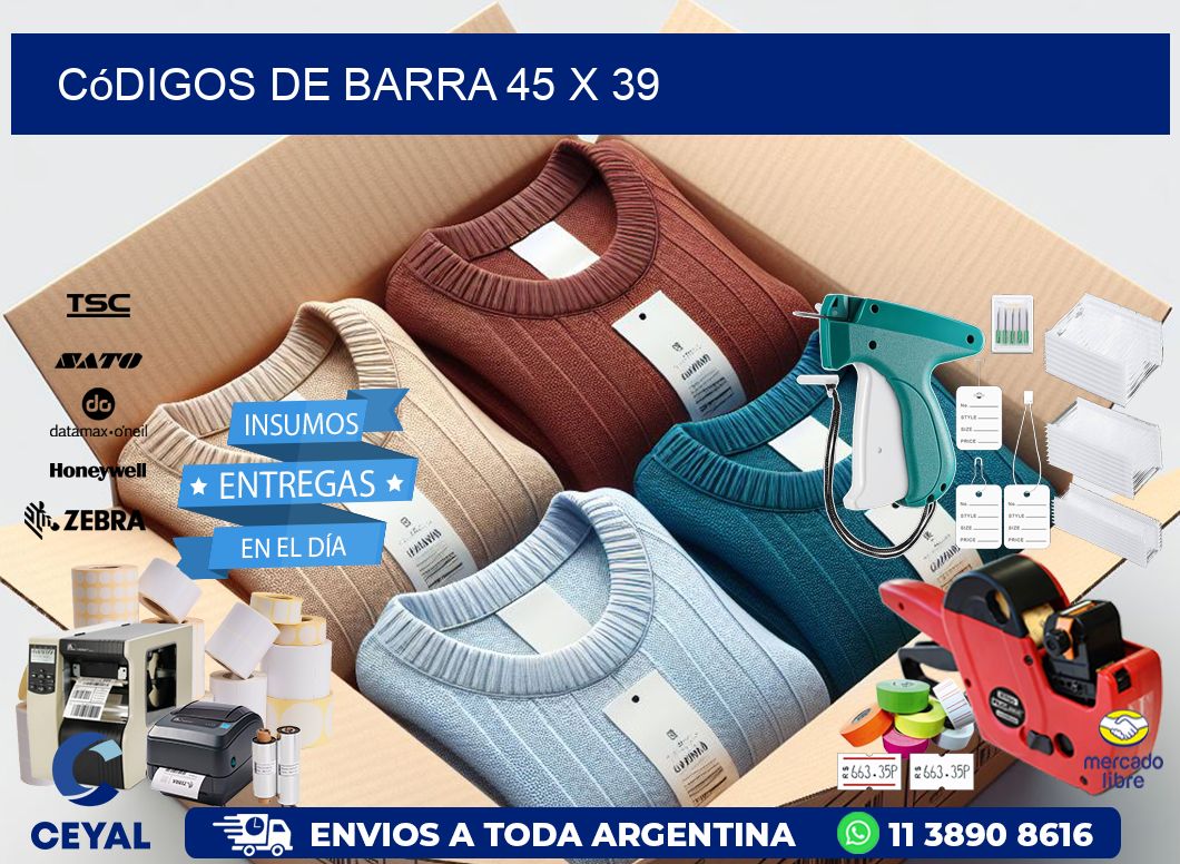 códigos de barra 45 x 39