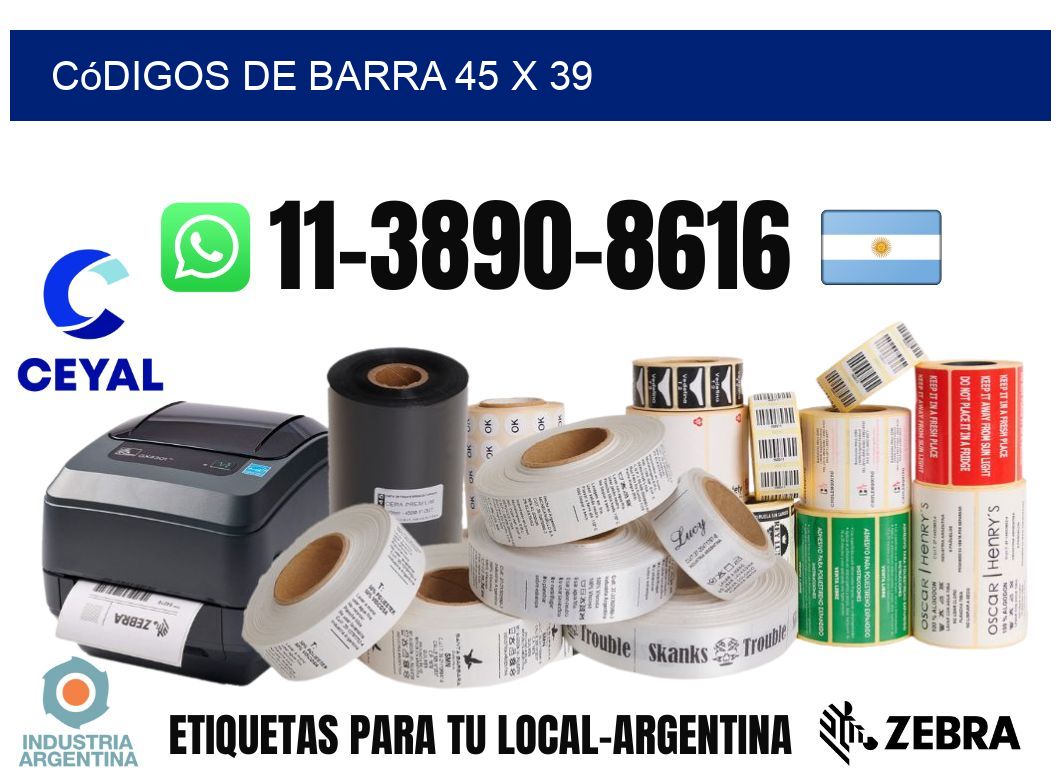códigos de barra 45 x 39