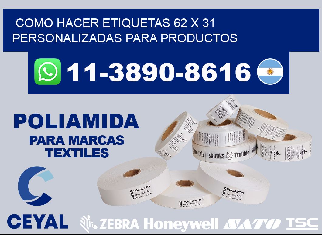 como hacer etiquetas 62 x 31 personalizadas para productos