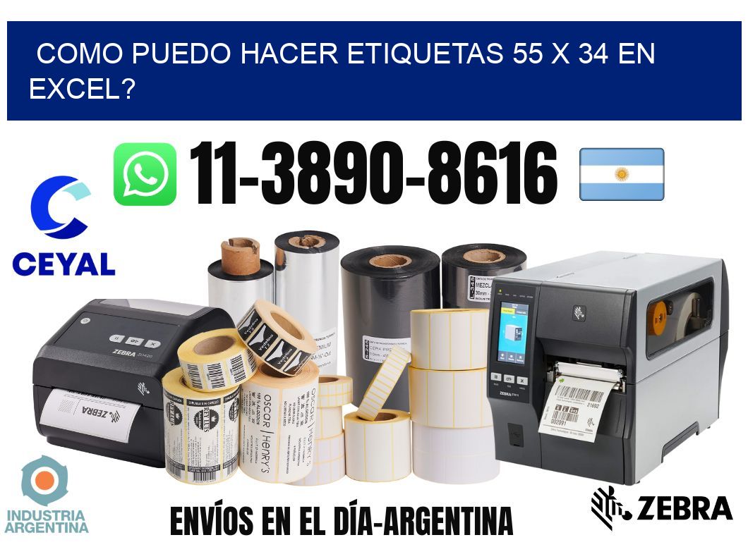 como puedo hacer etiquetas 55 x 34 en excel?