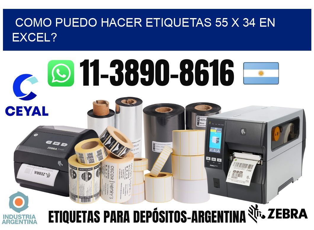 como puedo hacer etiquetas 55 x 34 en excel?