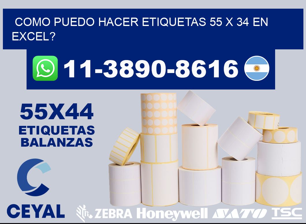 como puedo hacer etiquetas 55 x 34 en excel?