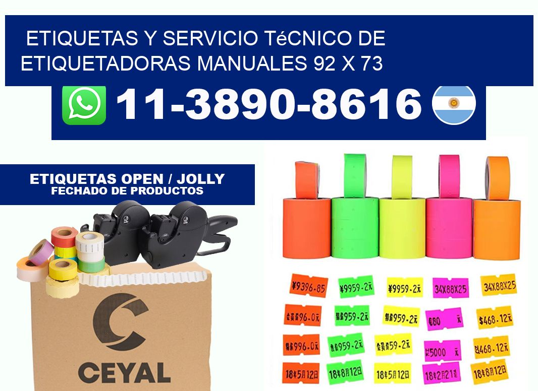 etiquetas y servicio técnico de etiquetadoras manuales 92 x 73