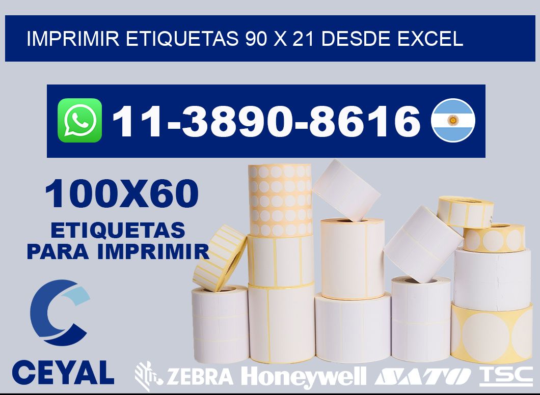 imprimir etiquetas 90 x 21 desde excel