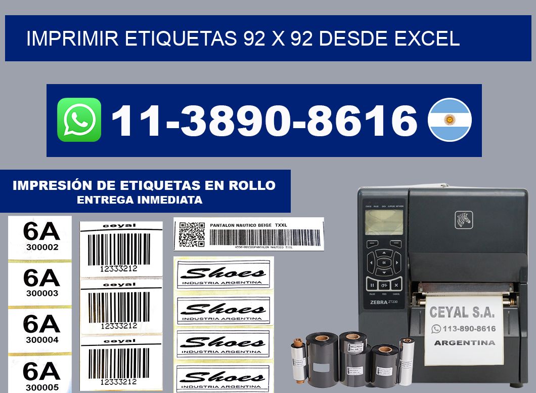 imprimir etiquetas 92 x 92 desde excel