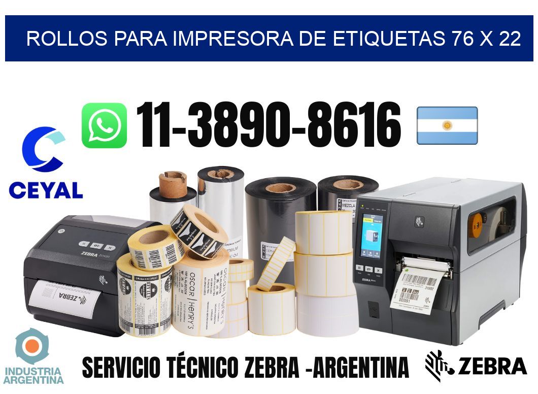 rollos para impresora de etiquetas 76 x 22