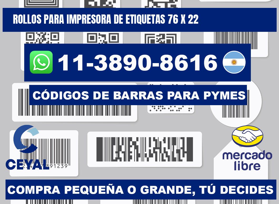 rollos para impresora de etiquetas 76 x 22