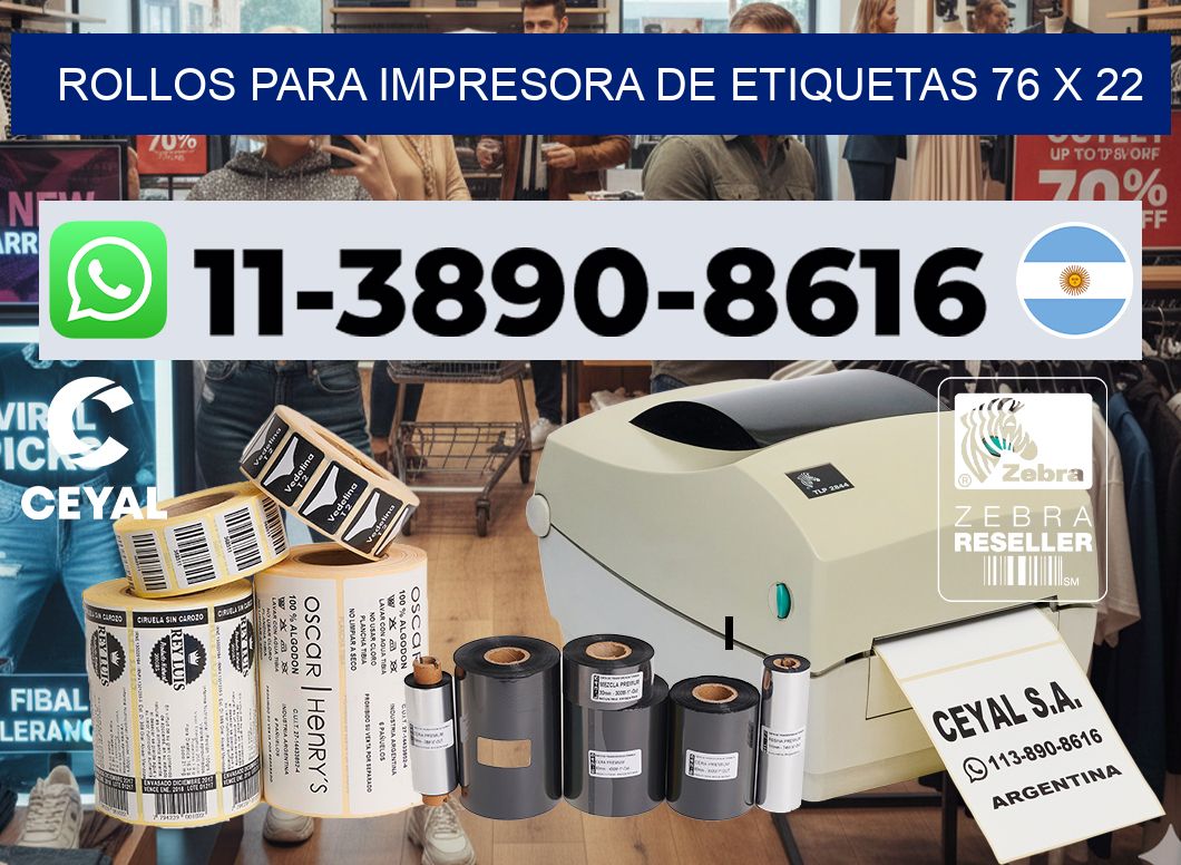 rollos para impresora de etiquetas 76 x 22