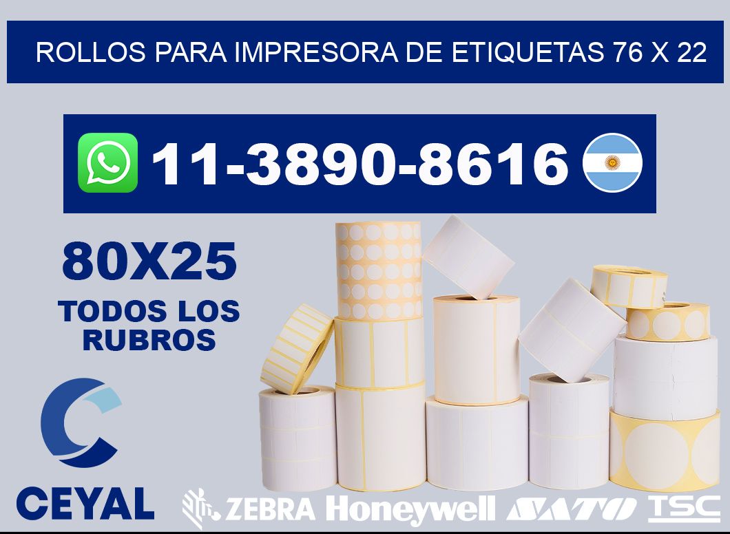 rollos para impresora de etiquetas 76 x 22
