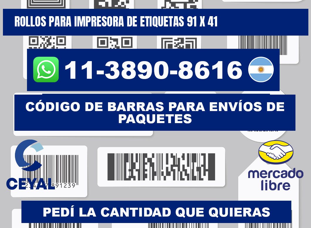 rollos para impresora de etiquetas 91 x 41