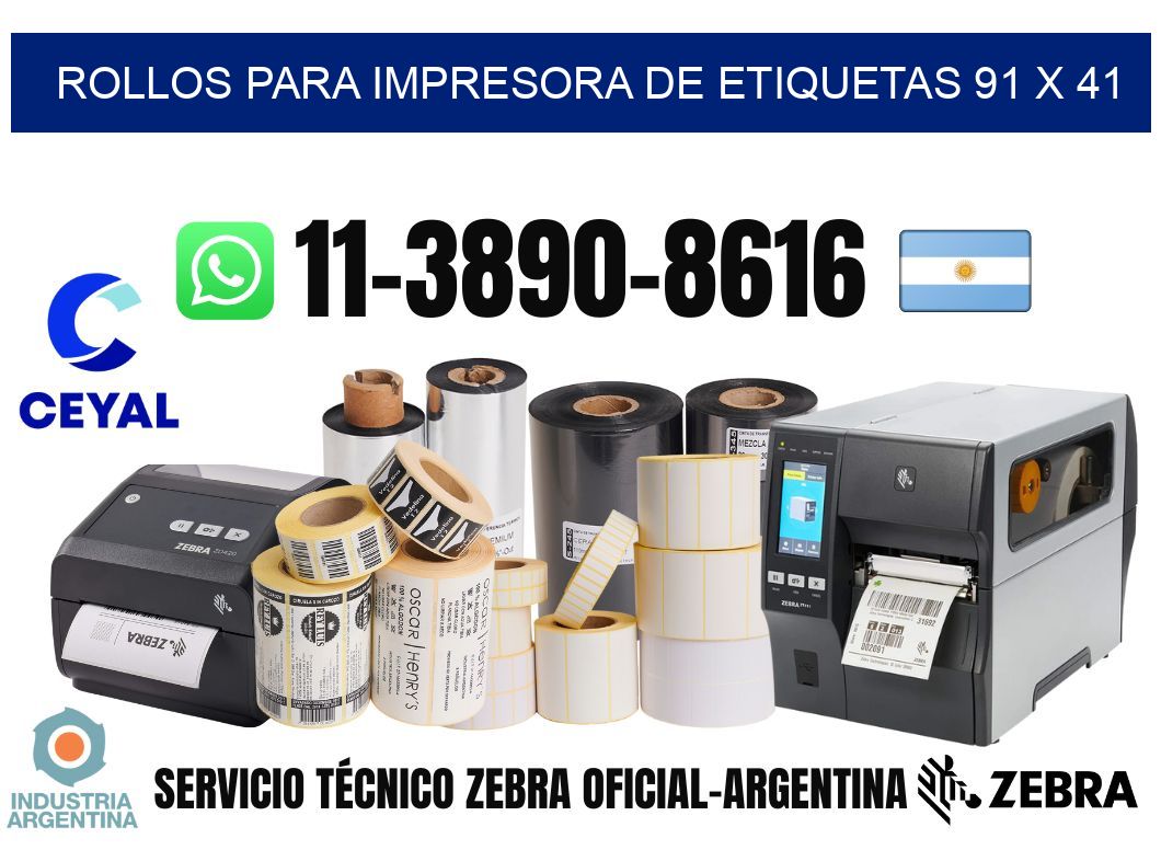 rollos para impresora de etiquetas 91 x 41
