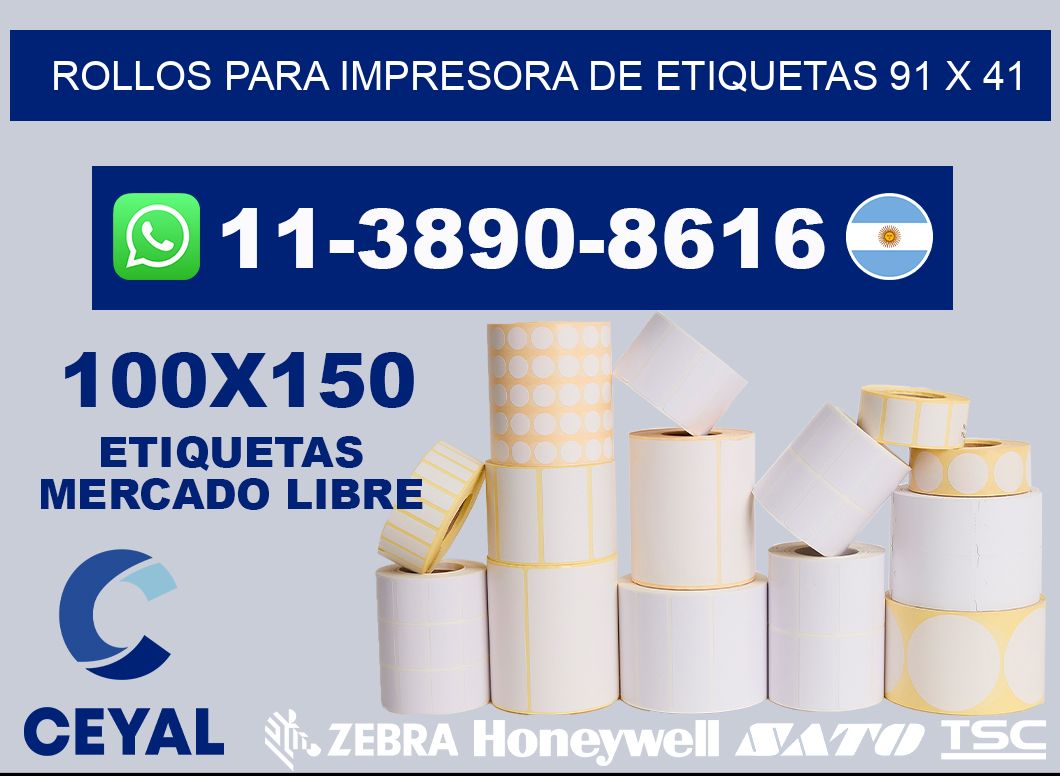 rollos para impresora de etiquetas 91 x 41