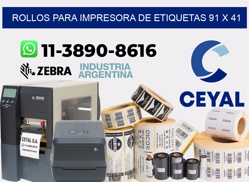 rollos para impresora de etiquetas 91 x 41