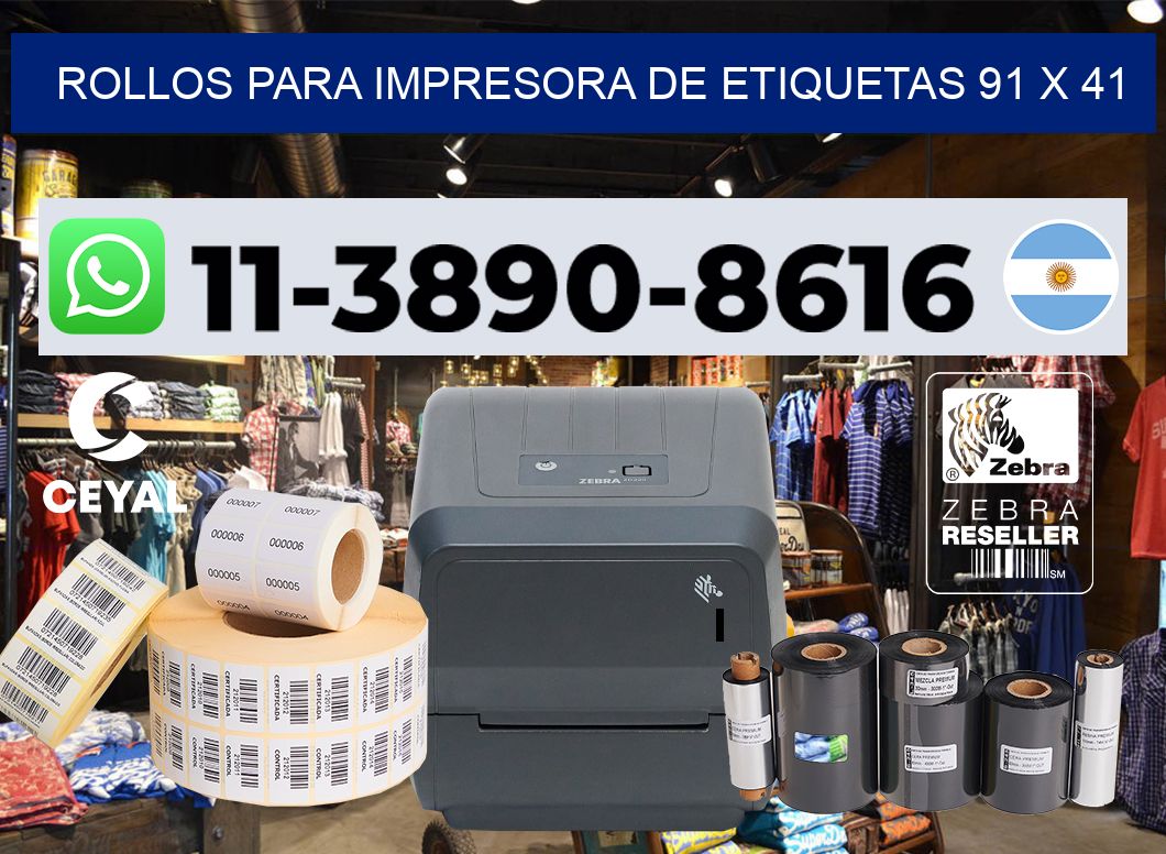 rollos para impresora de etiquetas 91 x 41