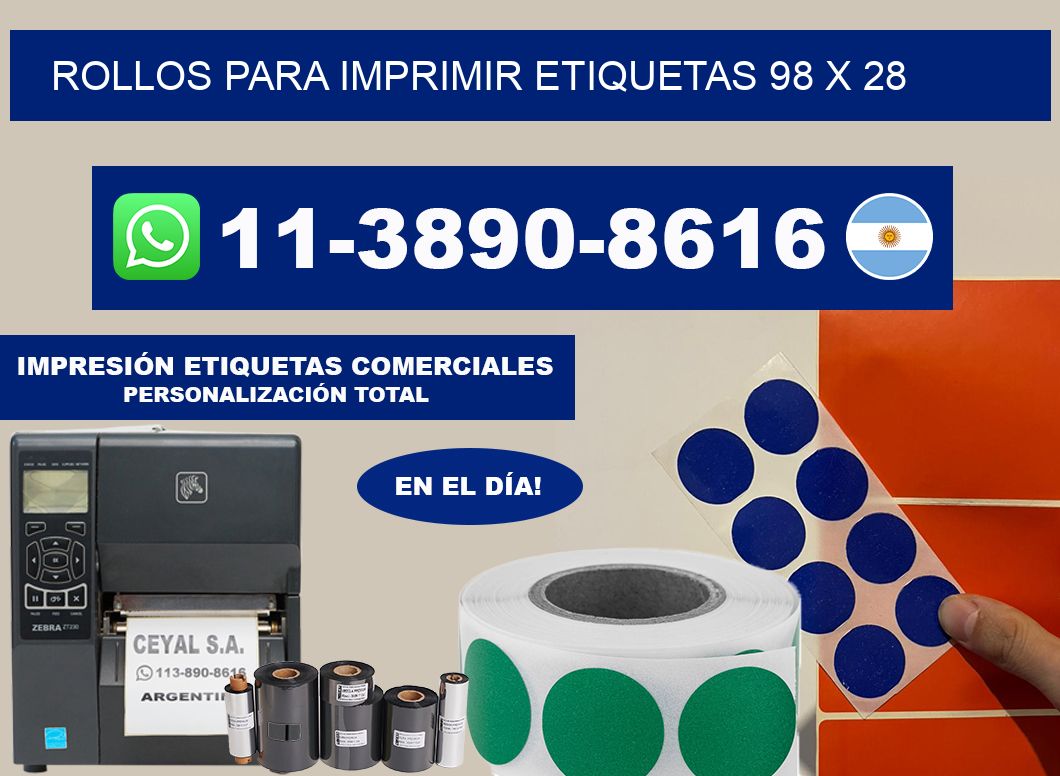 rollos para imprimir etiquetas 98 x 28