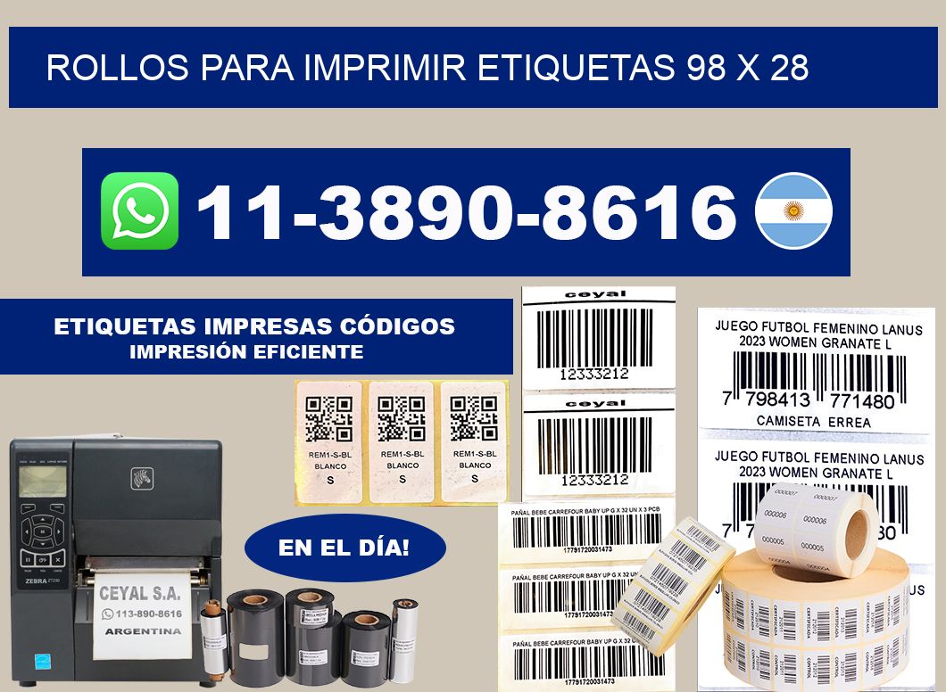 rollos para imprimir etiquetas 98 x 28
