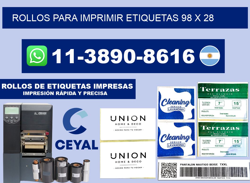 rollos para imprimir etiquetas 98 x 28