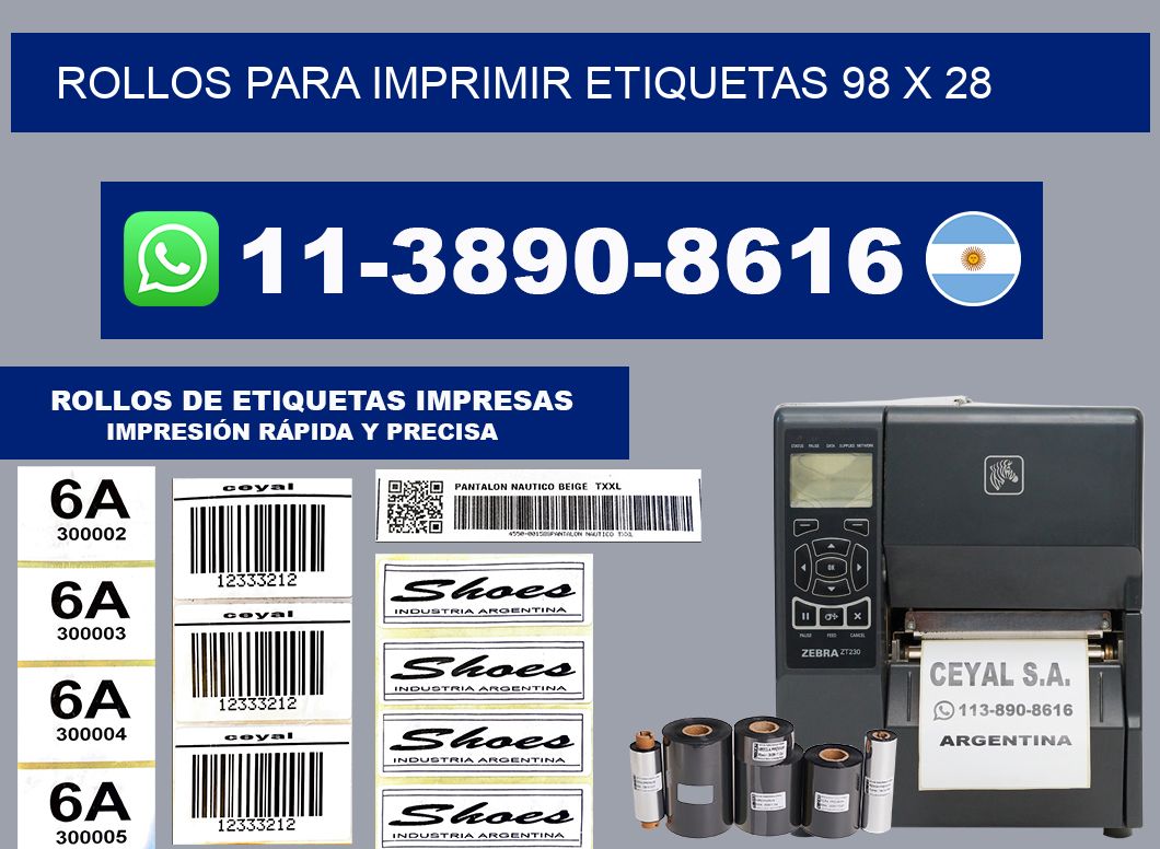 rollos para imprimir etiquetas 98 x 28