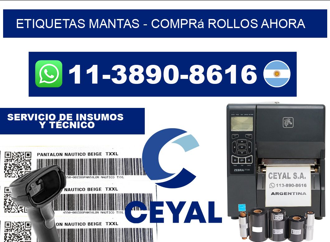 Etiquetas Mantas - Comprá rollos ahora
