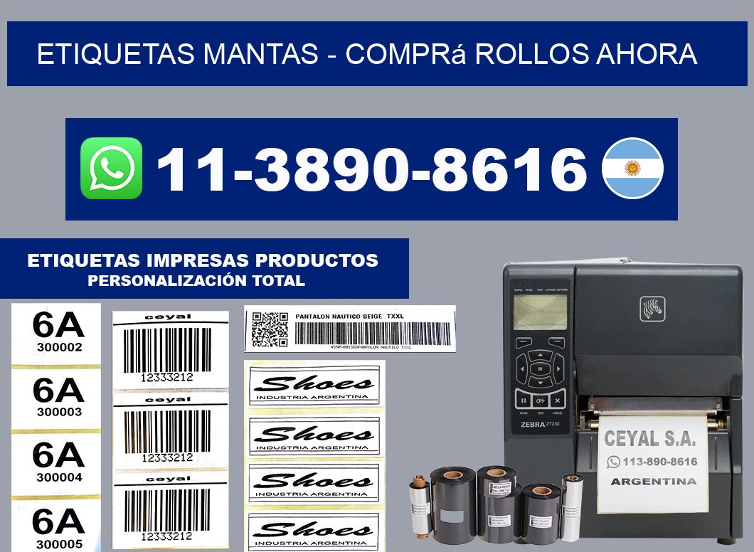 Etiquetas Mantas - Comprá rollos ahora