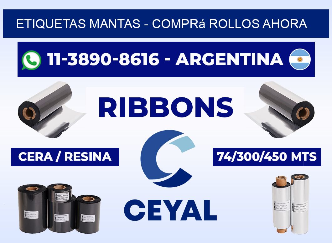 Etiquetas Mantas - Comprá rollos ahora