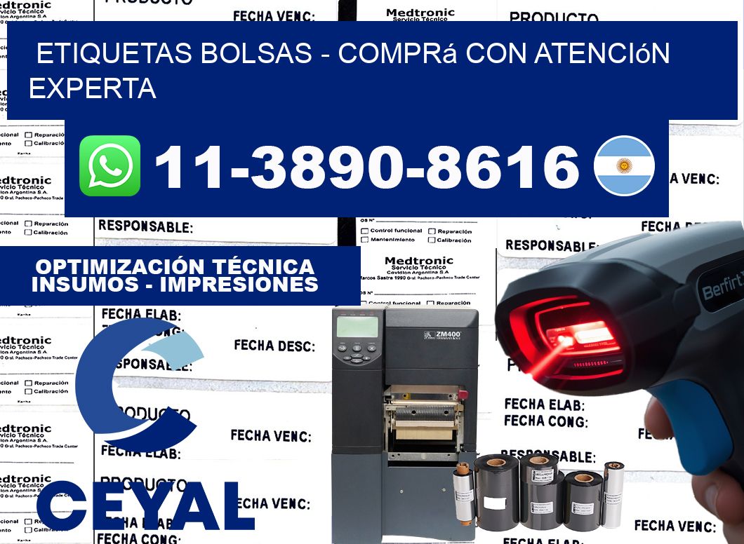 ETIQUETAS BOLSAS - Comprá con atención experta