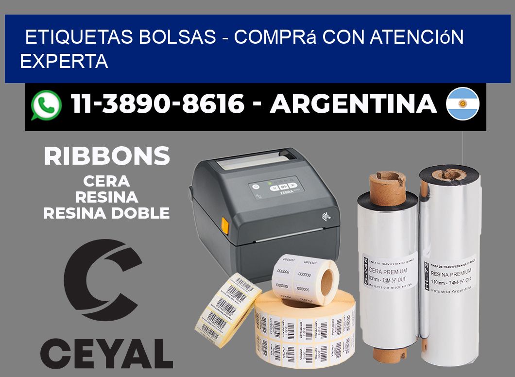 ETIQUETAS BOLSAS - Comprá con atención experta