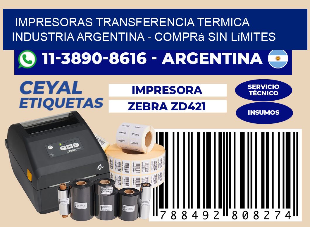 IMPRESORAS TRANSFERENCIA TERMICA INDUSTRIA ARGENTINA - Comprá sin límites