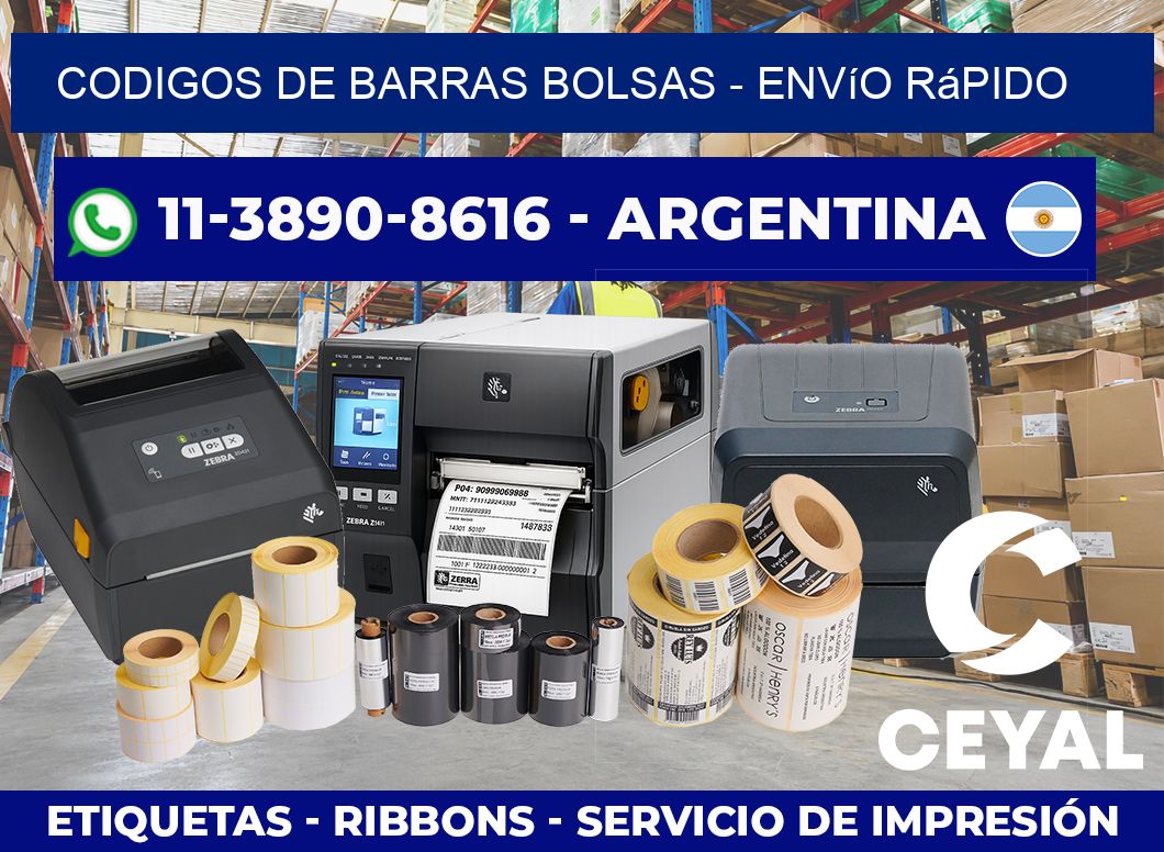 codigos de barras bolsas - Envío rápido