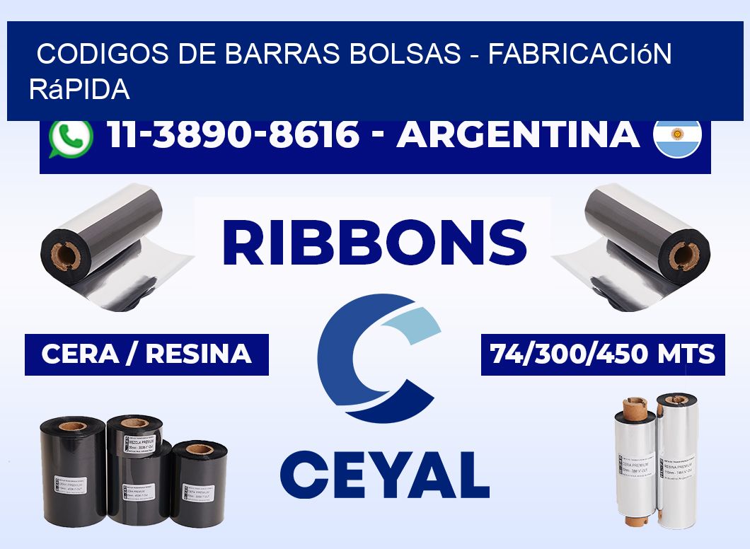codigos de barras bolsas - Fabricación rápida