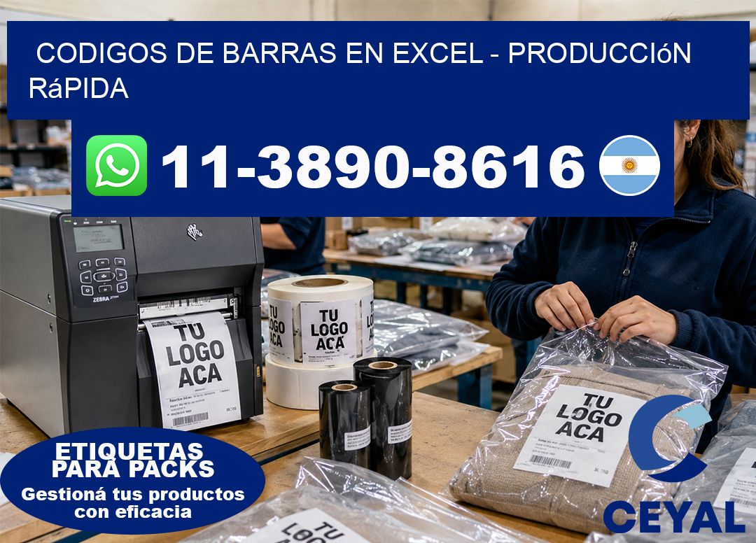 codigos de barras en excel - Producción rápida