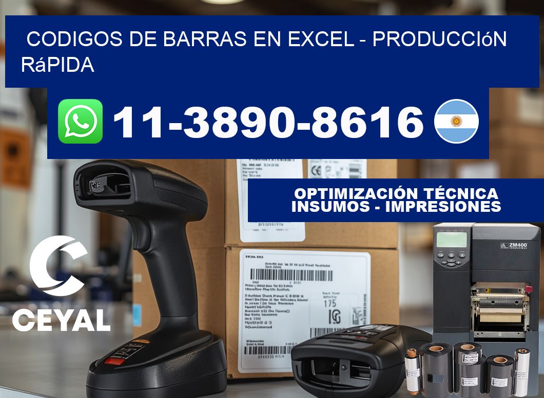codigos de barras en excel - Producción rápida