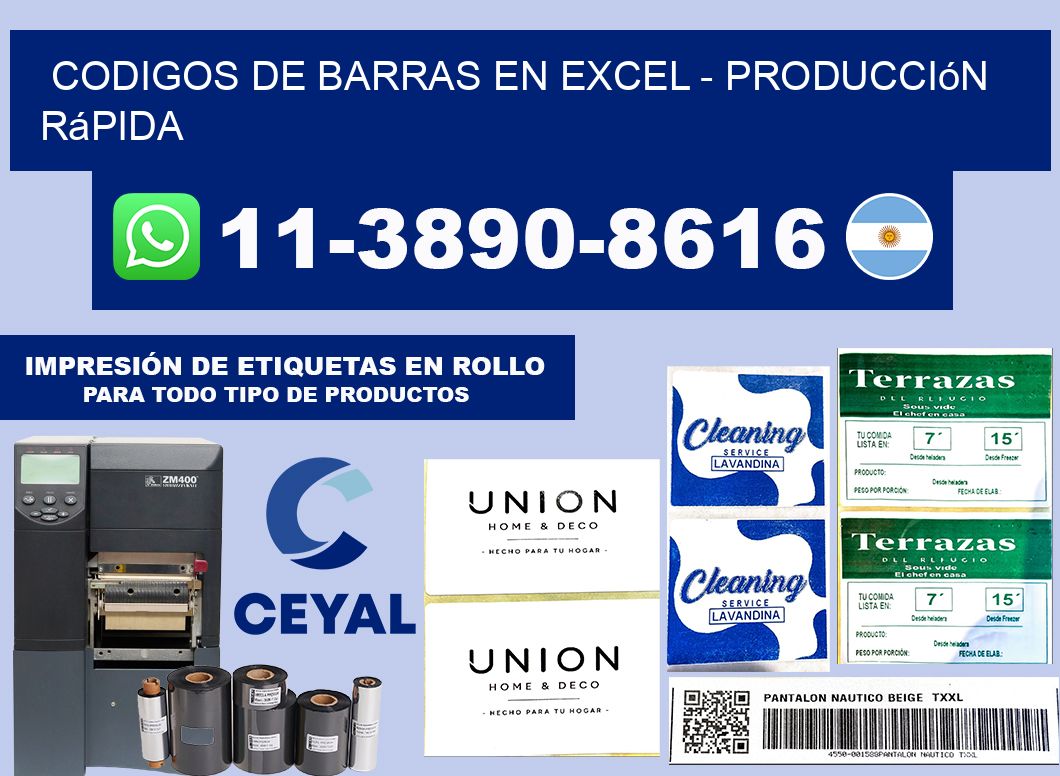 codigos de barras en excel - Producción rápida