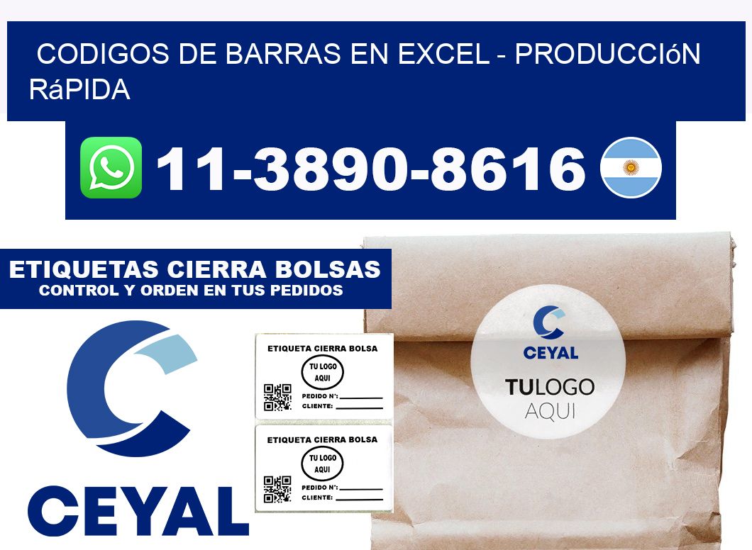 codigos de barras en excel - Producción rápida