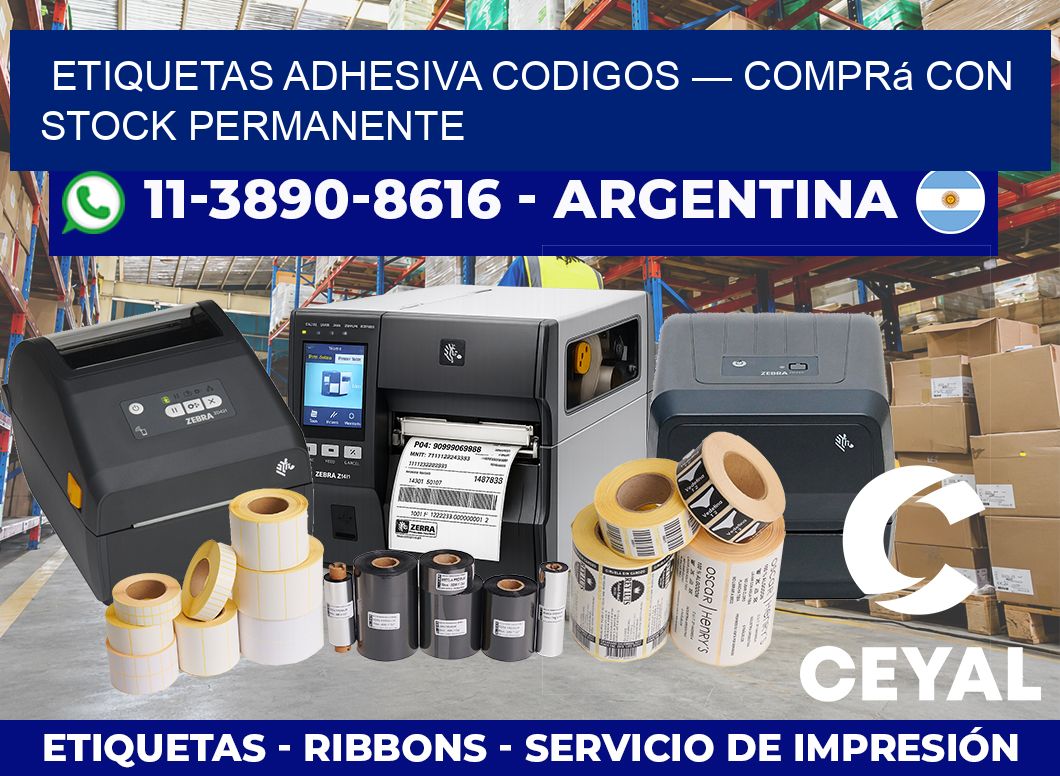 etiquetas adhesiva codigos — Comprá con stock permanente