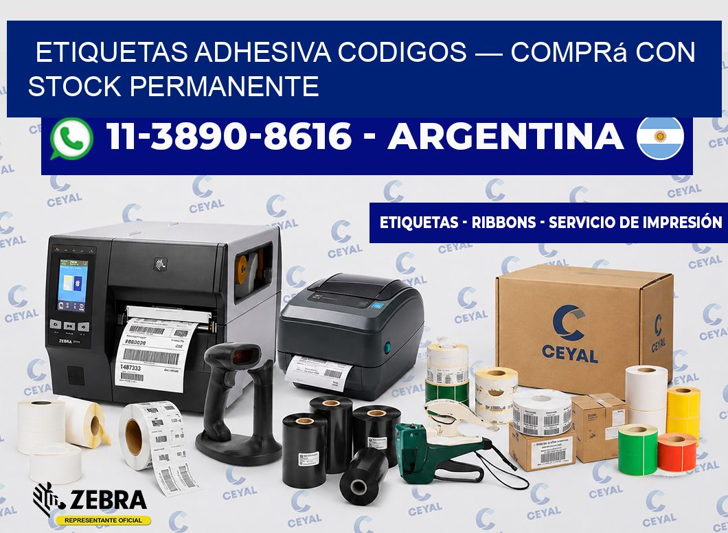 etiquetas adhesiva codigos — Comprá con stock permanente